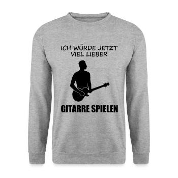 Lieber Gitarre Geschenk für Musiker - Unisex Pullover - Weißgrau meliert - Vorne - Alina (178cm) & Michal (187cm)