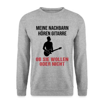 Neighbor Guitar Sound Gift Shirt - Unisex Sweatshirt - salt & pepper - Front - Alina (178cm) & Michal (187cm)