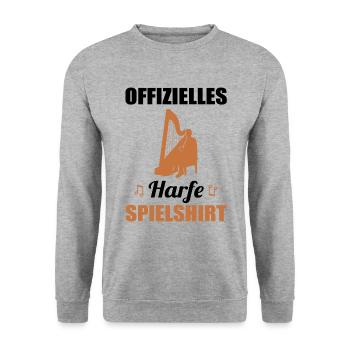 Offizielles Harfen Spielshirt Musik - Unisex Pullover - Weißgrau meliert - Vorne - Alina (178cm) & Michal (187cm)