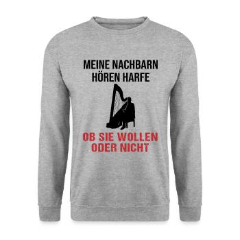 Harp sound neighbors must listen - Unisex Sweatshirt - salt & pepper - Front - Alina (178cm) & Michal (187cm)