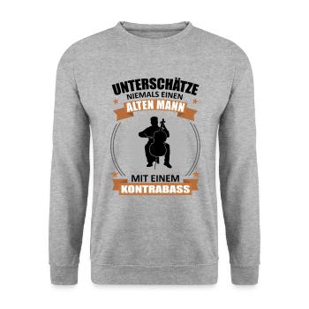 Vieil homme Contrebasse Sagesse - Sweat-shirt Unisexe - gris chiné - Devant - Alina (178cm) & Michal (187cm)