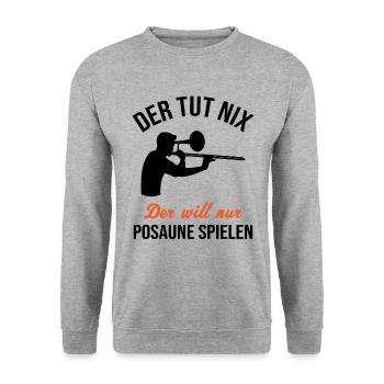 Ne veut pas jouer au trombone cadeau - Sweat-shirt Unisexe - gris chiné - Devant - Alina (178cm) & Michal (187cm)