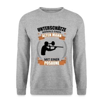 Ancien cadeau de sagesse tromboniste - Sweat-shirt Unisexe - gris chiné - Devant - Alina (178cm) & Michal (187cm)