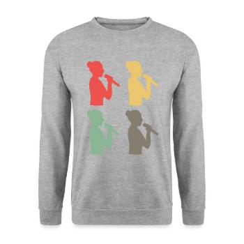 Bunte Chor Vielfalt Gesang - Geschenk - Unisex Pullover - Weißgrau meliert - Vorne - Alina (178cm) & Michal (187cm)