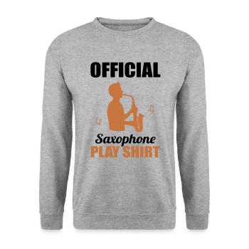 Saxophon-Spielshirt – Dein Musik-Outfit - Unisex Pullover - Weißgrau meliert - Vorne - Alina (178cm) & Michal (187cm)