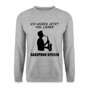 Prefer to play the saxophone – music purist - Unisex Sweatshirt - salt & pepper - Front - Alina (178cm) & Michal (187cm)