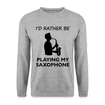 Prefer to play the saxophone – music purist - Unisex Sweatshirt - salt & pepper - Front - Alina (178cm) & Michal (187cm)