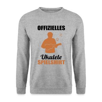Offizielles Ukulele Spielshirt Melodie - Unisex Pullover - Weißgrau meliert - Vorne - Alina (178cm) & Michal (187cm)