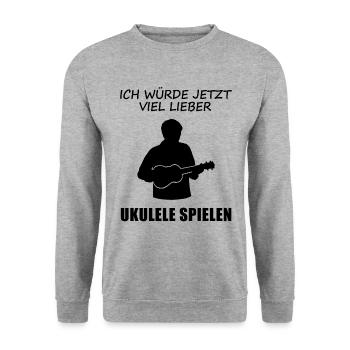 Préférez jouer la joie du musicien de ukulélé - Sweat-shirt Unisexe - gris chiné - Devant - Alina (178cm) & Michal (187cm)