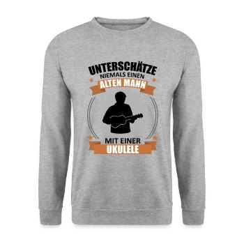 Vieil homme ukulélé sagesse - Sweat-shirt Unisexe - gris chiné - Devant - Alina (178cm) & Michal (187cm)