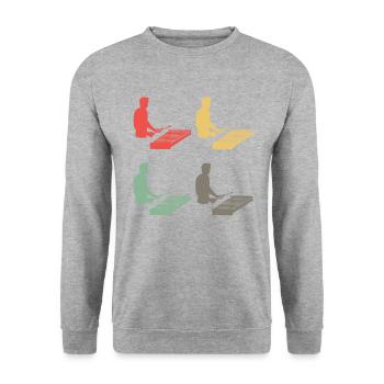 Bunte Rhythmen Xylophon Virtuose Geschenk - Unisex Pullover - Weißgrau meliert - Vorne - Alina (178cm) & Michal (187cm)