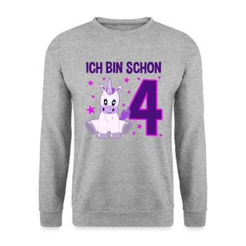 Unicorn Glitter Party 4 Years of Magic - Unisex Sweatshirt - salt & pepper - Front - Alina (178cm) & Michal (187cm)