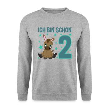 Two Year Old Naughty Birthday Donkey - Unisex Sweatshirt - salt & pepper - Front - Alina (178cm) & Michal (187cm)
