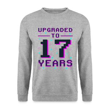 17 Years of Gamers: Retro Level-Up - Unisex Sweatshirt - salt & pepper - Front - Alina (178cm) & Michal (187cm)