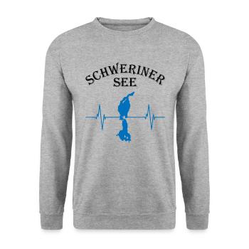 Heartbeat Lake Schwerin - Unisex Sweatshirt - salt & pepper - Front - Alina (178cm) & Michal (187cm)