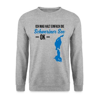Einfach Schweriner See Liebe - Unisex Pullover - Weißgrau meliert - Vorne - Alina (178cm) & Michal (187cm)