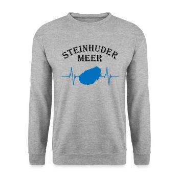 Steinhuder Meer Heartbeat Pure Nature - Unisex Sweatshirt - salt & pepper - Front - Alina (178cm) & Michal (187cm)