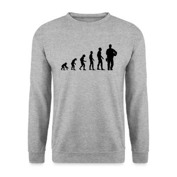 Postbote Evolution Zusteller Briefträger Geschenk - Unisex Pullover - Weißgrau meliert - Vorne - Alina (178cm) & Michal (187cm)