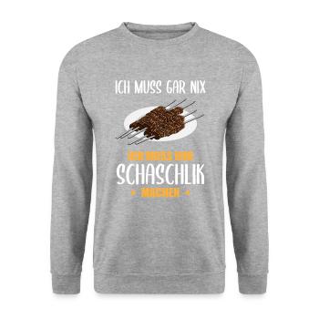 Eat Sleep Shashlik Repeat Lifestyle Gift - Unisex Sweatshirt - salt & pepper - Front - Alina (178cm) & Michal (187cm)