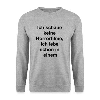 Couverture câline effrayante - Sweat-shirt Unisexe - gris chiné - Devant - Alina (178cm) & Michal (187cm)