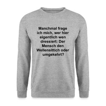 Budgie Masterpiece - Unisex Sweatshirt - salt & pepper - Front - Alina (178cm) & Michal (187cm)