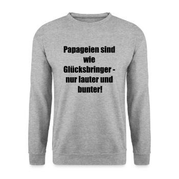 Cadeau d’oiseau coloré - Sweat-shirt Unisexe - gris chiné - Devant - Alina (178cm) & Michal (187cm)
