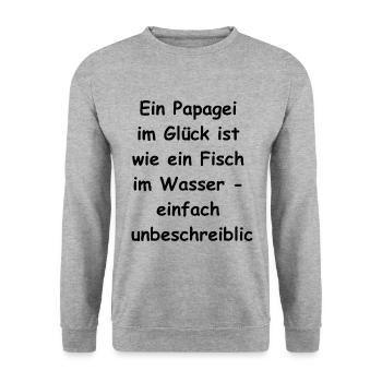 Glücks-Papagei-Geschenk - Unisex Pullover - Weißgrau meliert - Vorne - Alina (178cm) & Michal (187cm)