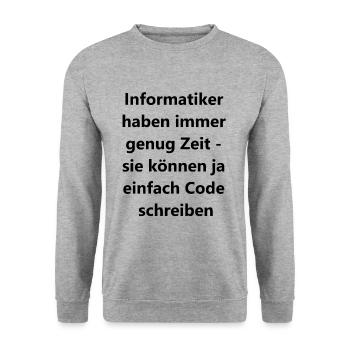 Geschenk für Nerds - Unisex Pullover - Weißgrau meliert - Vorne - Alina (178cm) & Michal (187cm)