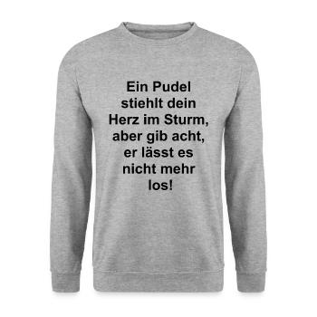 Herz-Pudel-Geschenk - Unisex Pullover - Weißgrau meliert - Vorne - Alina (178cm) & Michal (187cm)