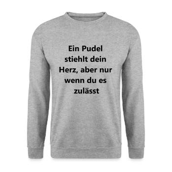 Cadeau coeur caniche mignon - Sweat-shirt Unisexe - gris chiné - Devant - Alina (178cm) & Michal (187cm)