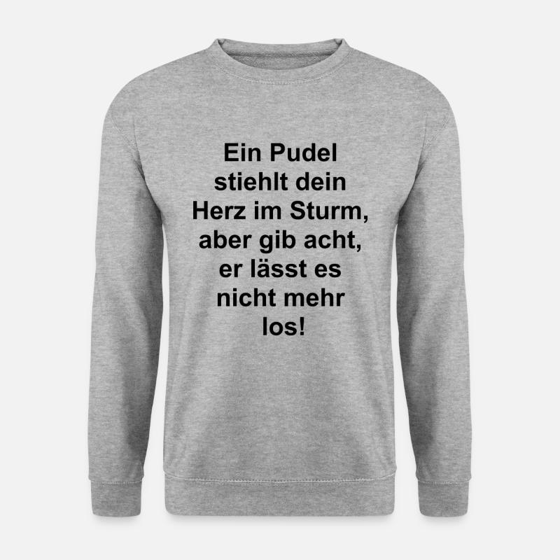 Herz-Pudel-Geschenk - Unisex Pullover - Weißgrau meliert