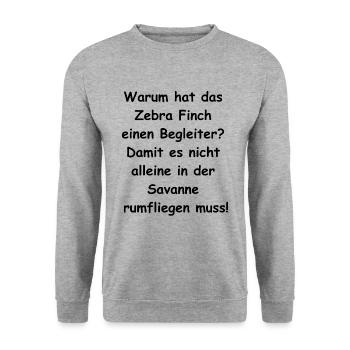 Zebra Finch Geschenk - Unisex Pullover - Weißgrau meliert - Vorne - Alina (178cm) & Michal (187cm)