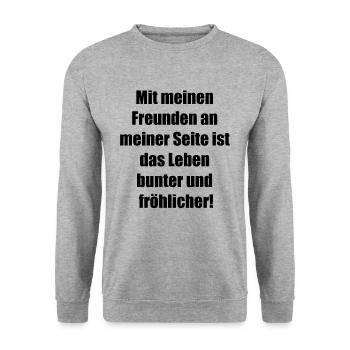 Farbenfrohe Freundschaft - tolles Geschenk - Unisex Pullover - Weißgrau meliert - Vorne - Alina (178cm) & Michal (187cm)
