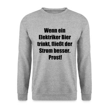 Elektriker + Bier = Perfekte Kombination - Unisex Pullover - Weißgrau meliert - Vorne - Alina (178cm) & Michal (187cm)