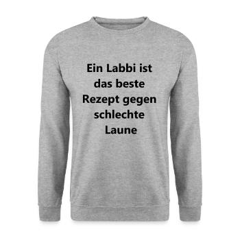 Labrador Love Geschenk - Unisex Pullover - Weißgrau meliert - Vorne - Alina (178cm) & Michal (187cm)