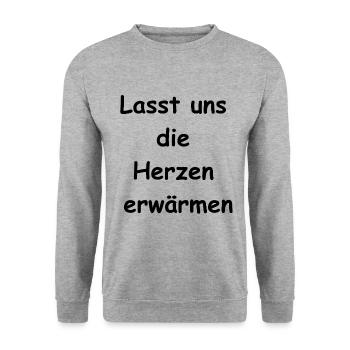 Frohes Fest Geschenk - Unisex Pullover - Weißgrau meliert - Vorne - Alina (178cm) & Michal (187cm)