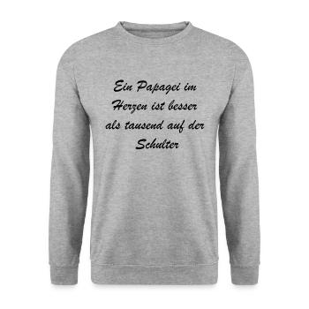 Geschenk für Tierfreunde - Unisex Pullover - Weißgrau meliert - Vorne - Alina (178cm) & Michal (187cm)