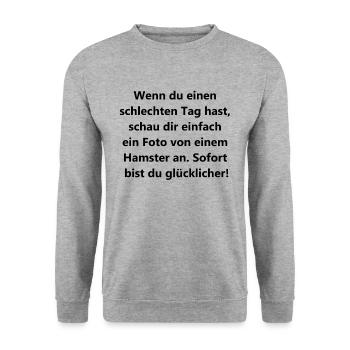 Cadeau hamster porte-bonheur - Sweat-shirt Unisexe - gris chiné - Devant - Alina (178cm) & Michal (187cm)