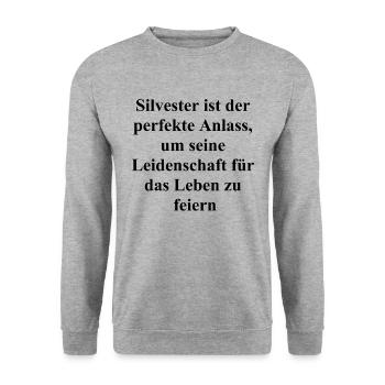 Life is a Party Geschenk Silvester - Unisex Pullover - Weißgrau meliert - Vorne - Alina (178cm) & Michal (187cm)