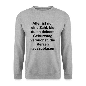 Geburtstagskerzen Geschenk - Unisex Pullover - Weißgrau meliert - Vorne - Alina (178cm) & Michal (187cm)