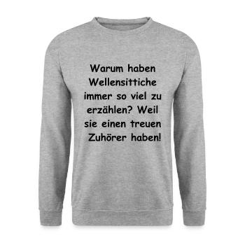 Der perfekte Geschenk-Begleiter - Unisex Pullover - Weißgrau meliert - Vorne - Alina (178cm) & Michal (187cm)