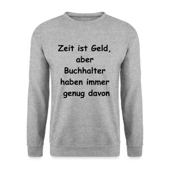 Zeit ist Geld Geschenk - Unisex Pullover - Weißgrau meliert - Vorne - Alina (178cm) & Michal (187cm)