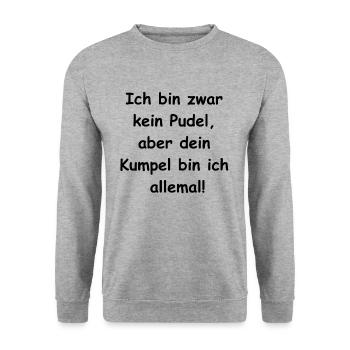 Pudel-Kumpel-Geschenk - Unisex Pullover - Weißgrau meliert - Vorne - Alina (178cm) & Michal (187cm)