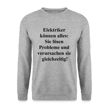 Cadeau d’électricien multitâche - Sweat-shirt Unisexe - gris chiné - Devant - Alina (178cm) & Michal (187cm)