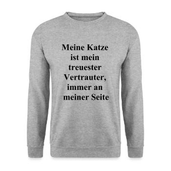Loyal & Naughty - Cat Gift - Unisex Sweatshirt - salt & pepper - Front - Alina (178cm) & Michal (187cm)