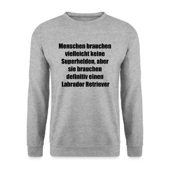 Cadeau Labrador Retriever - Sweat-shirt Unisexe - gris chiné - Devant - Alina (178cm) & Michal (187cm)