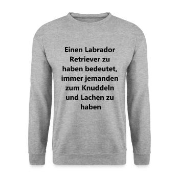 Geschenkidee Labrador - Unisex Pullover - Weißgrau meliert - Vorne - Alina (178cm) & Michal (187cm)
