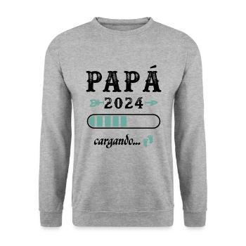 Papa 2024 Loading Geschenk Zukunft Vater - Unisex Pullover - Weißgrau meliert - Vorne - Alina (178cm) & Michal (187cm)