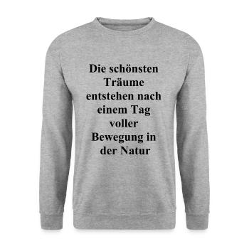Naturgeschenk für Wanderfreunde - Unisex Pullover - Weißgrau meliert - Vorne - Alina (178cm) & Michal (187cm)