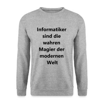 Magische Code Geschenk - Unisex Pullover - Weißgrau meliert - Vorne - Alina (178cm) & Michal (187cm)